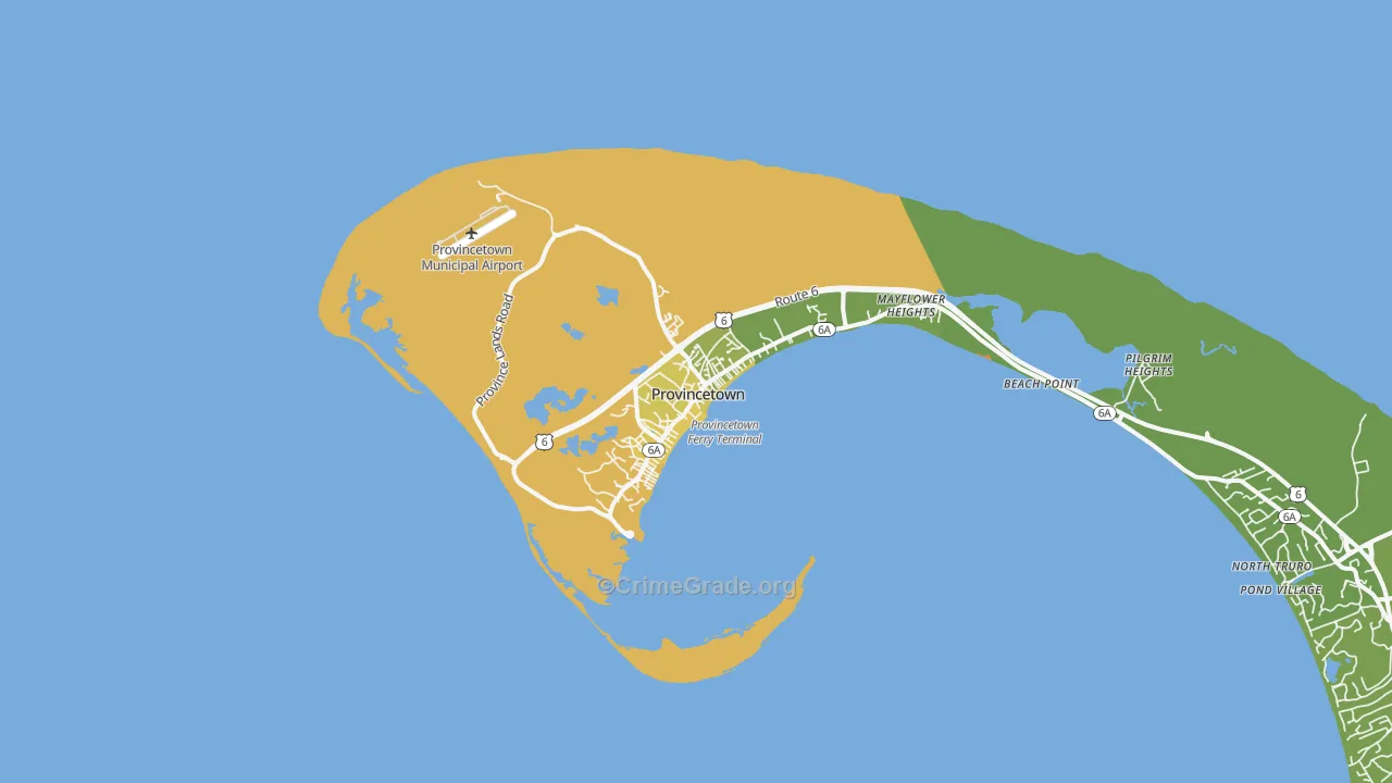 Provincetown, MA Map of Vehicle Theft Rates