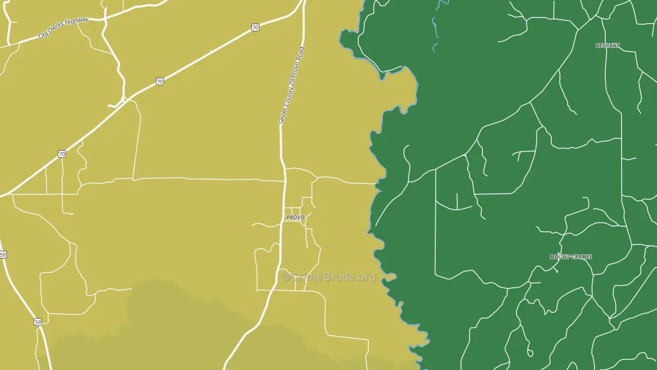 Provo, AR Map of Vehicle Theft Rates