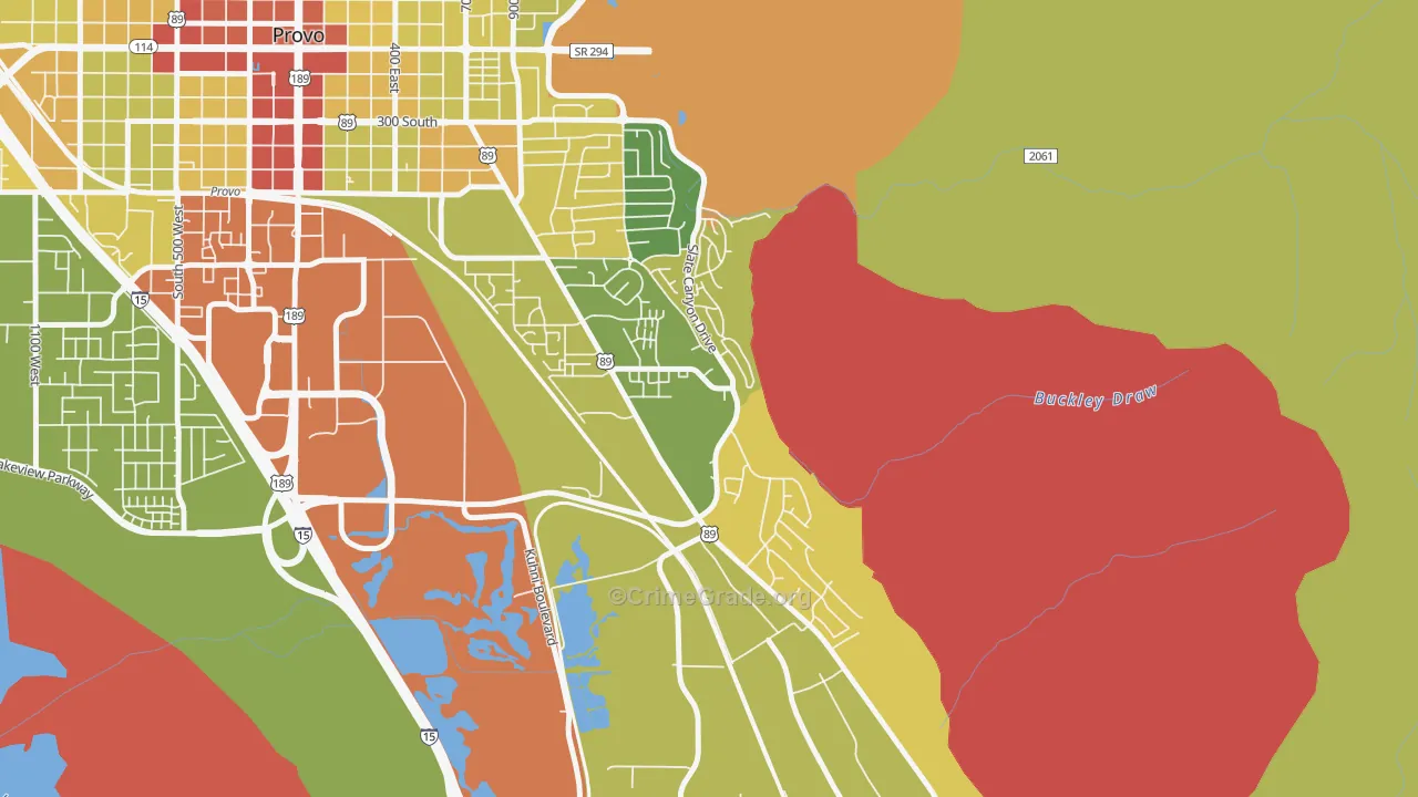 Provo South, Provo, UT Map of Vehicle Theft Rates