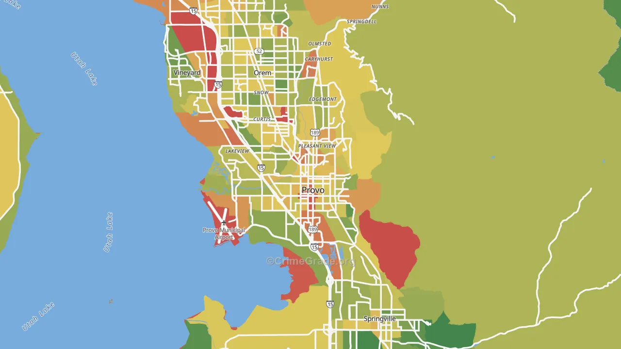 Provo, UT Map of Vehicle Theft Rates