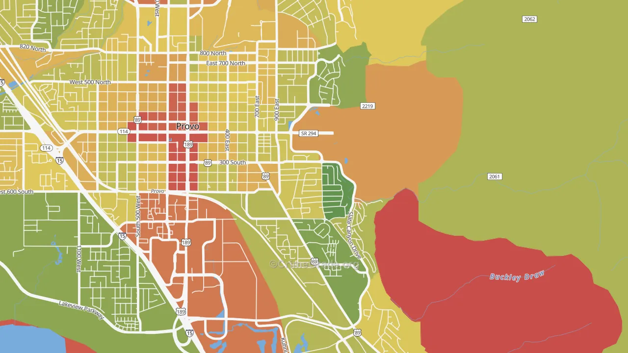 Provost, Provo, UT Map of Vehicle Theft Rates