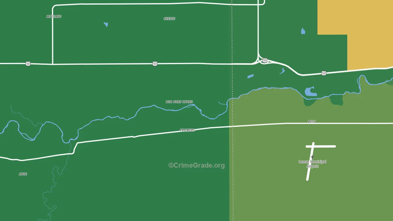 Prowers, CO Map of Vehicle Theft Rates