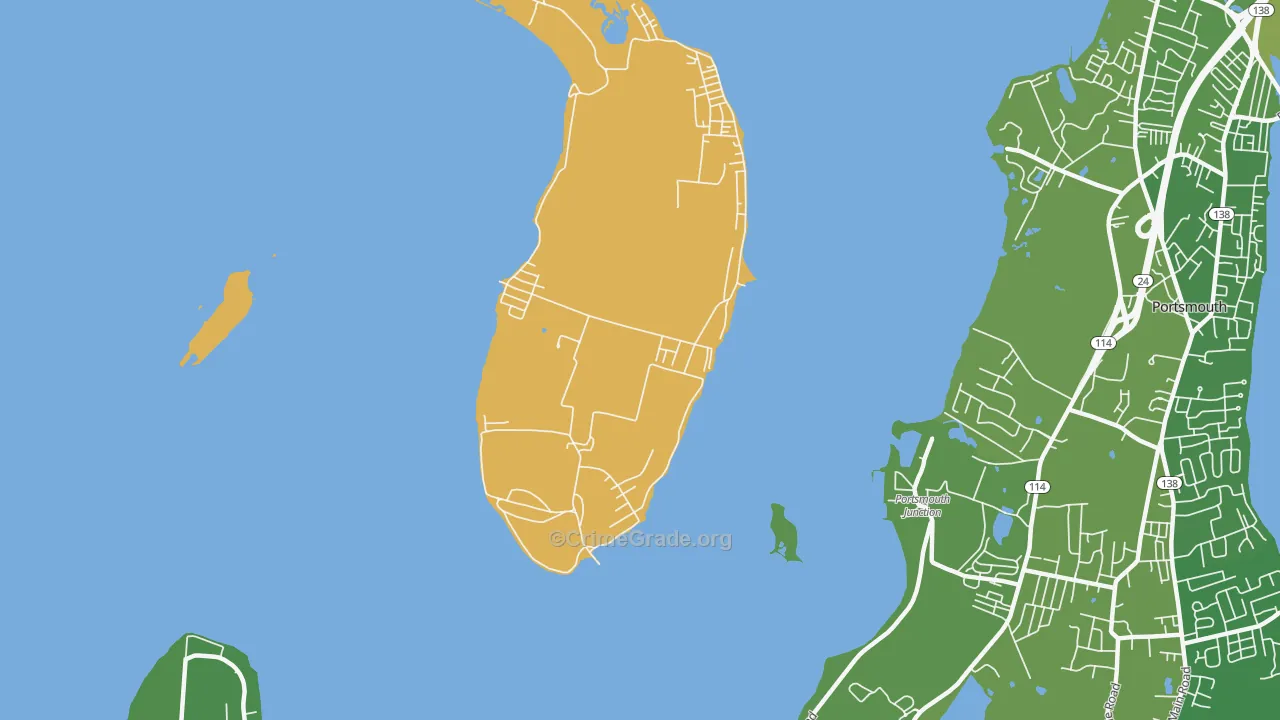 Prudence Park, RI Map of Vehicle Theft Rates