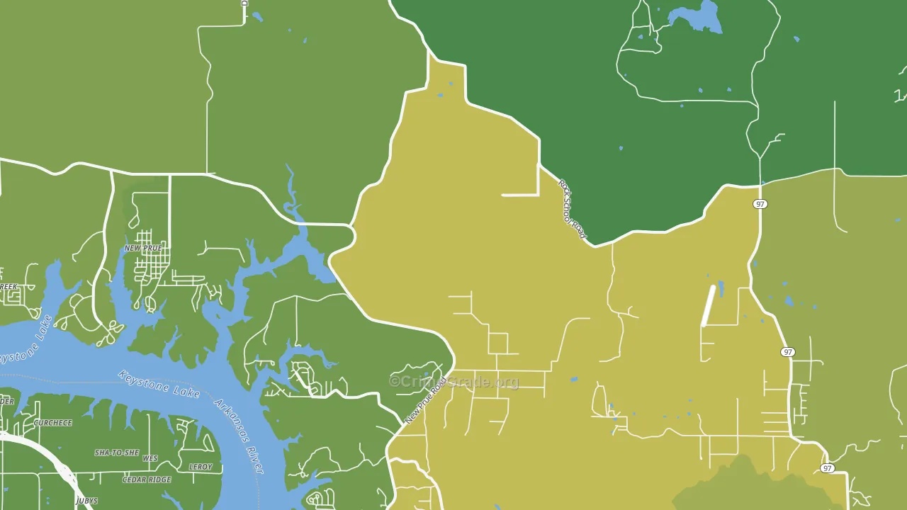 Prue, OK Map of Vehicle Theft Rates