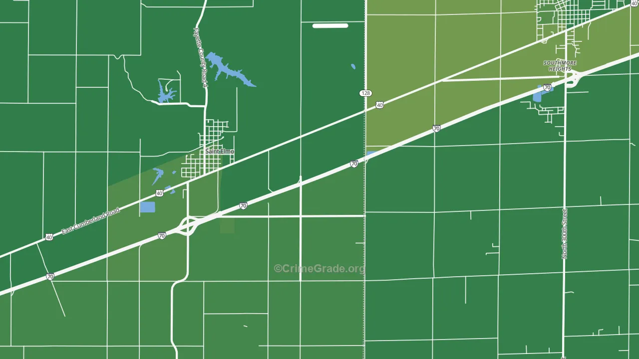 Pruett, IL Map of Vehicle Theft Rates