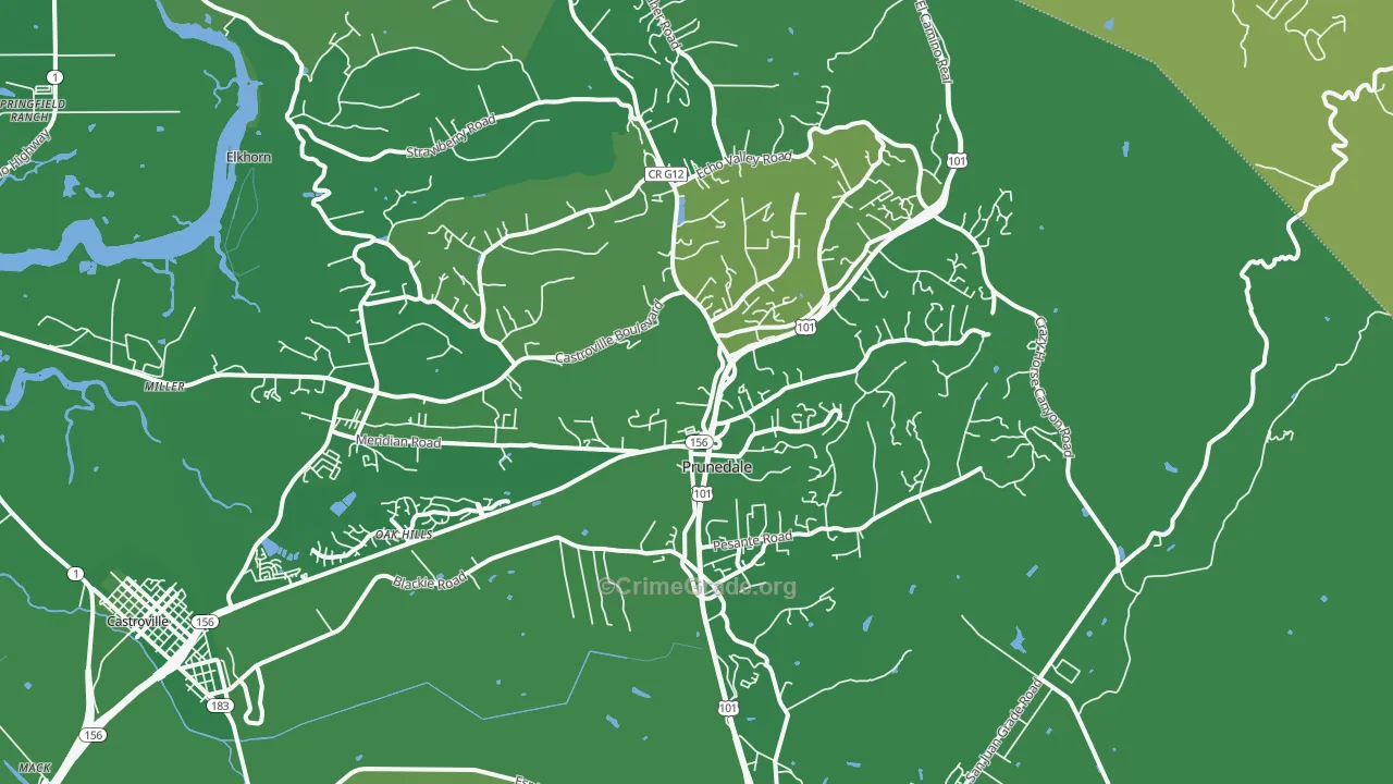 Prunedale, CA Map of Vehicle Theft Rates