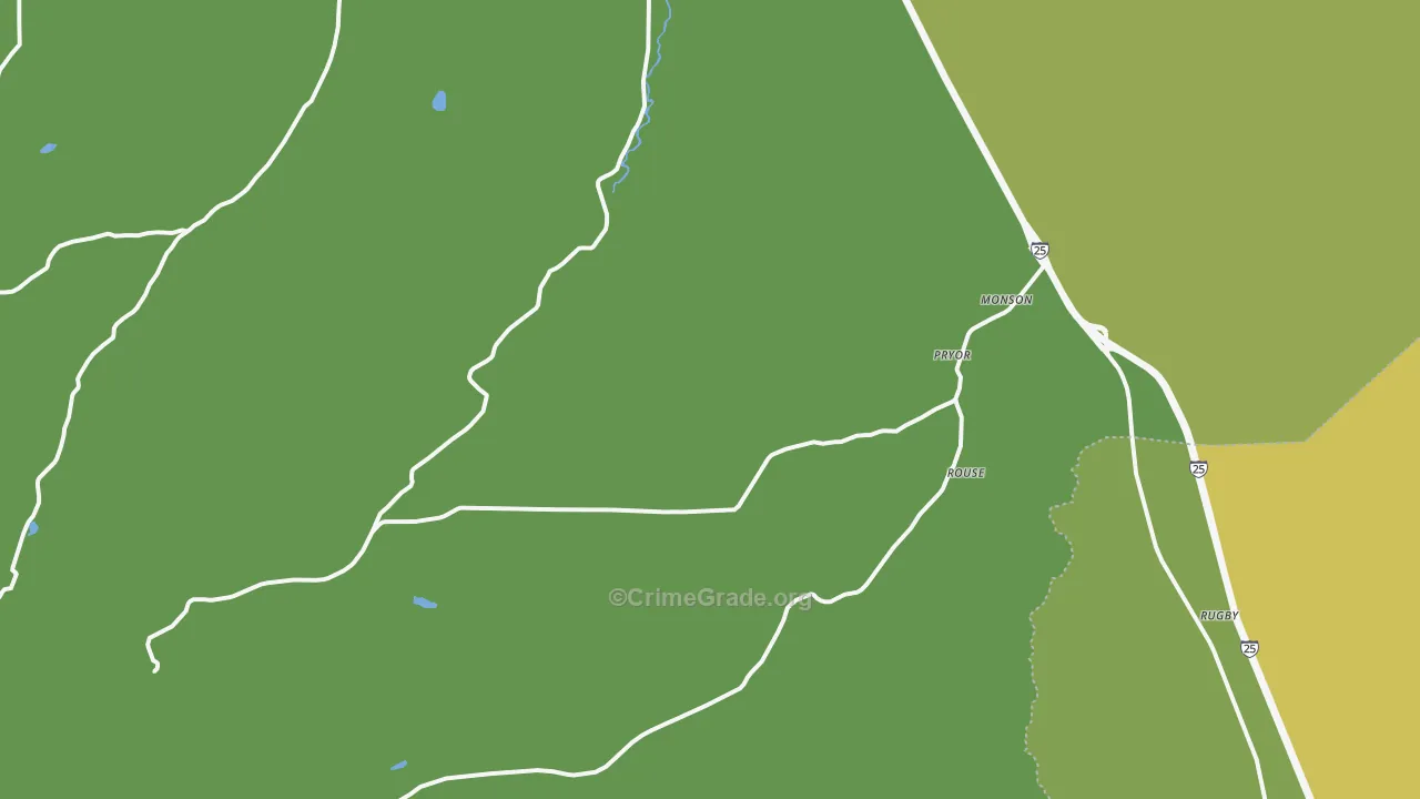 Pryor, CO Map of Vehicle Theft Rates