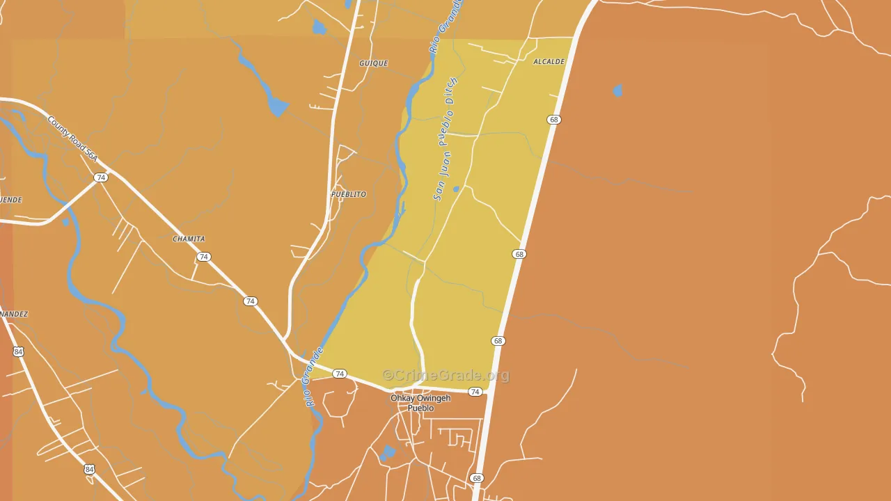 Pueblito, NM Map of Vehicle Theft Rates