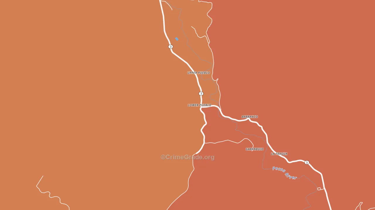Pueblo, NM Map of Vehicle Theft Rates