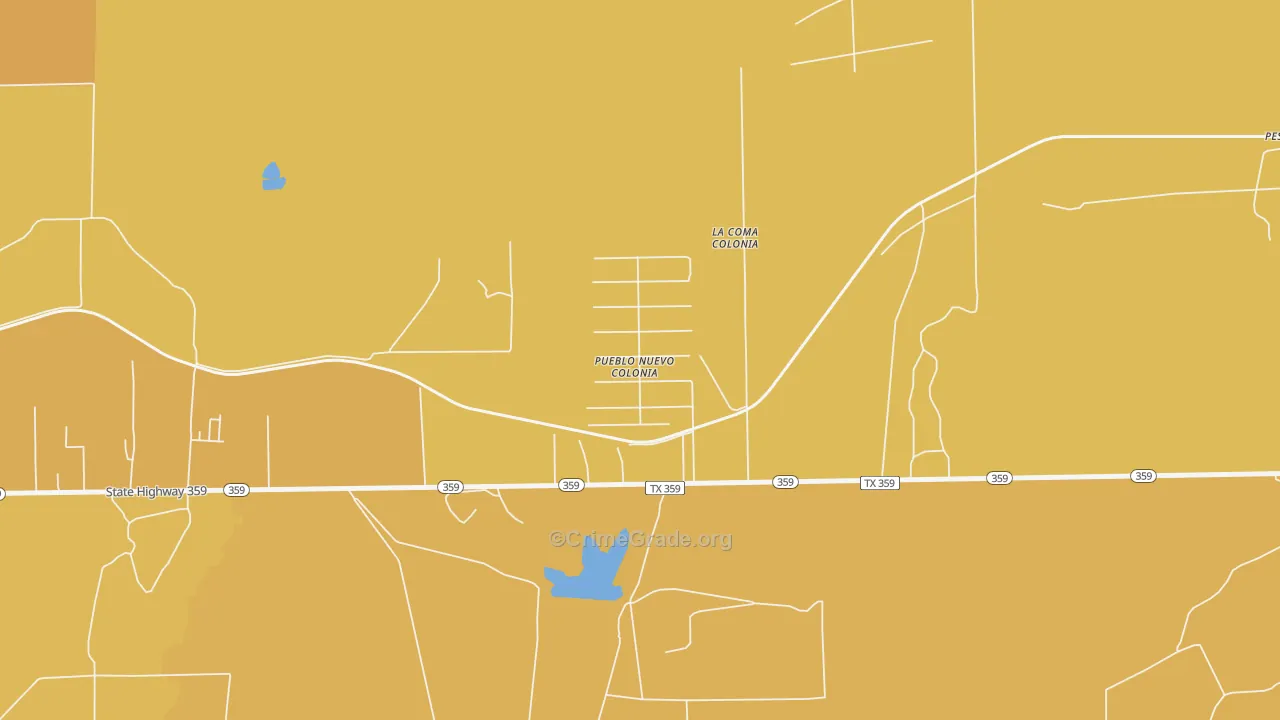 Pueblo Nuevo, TX Map of Vehicle Theft Rates