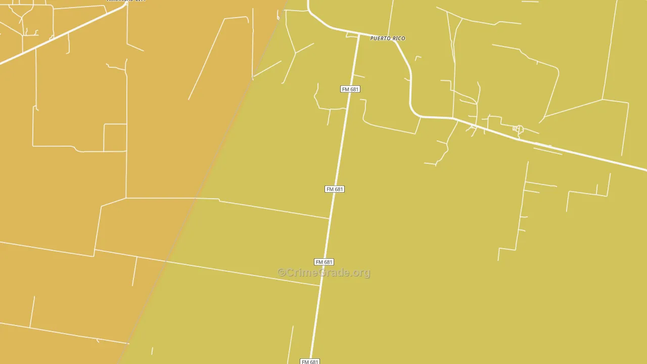 Puerto Rico, TX Map of Vehicle Theft Rates