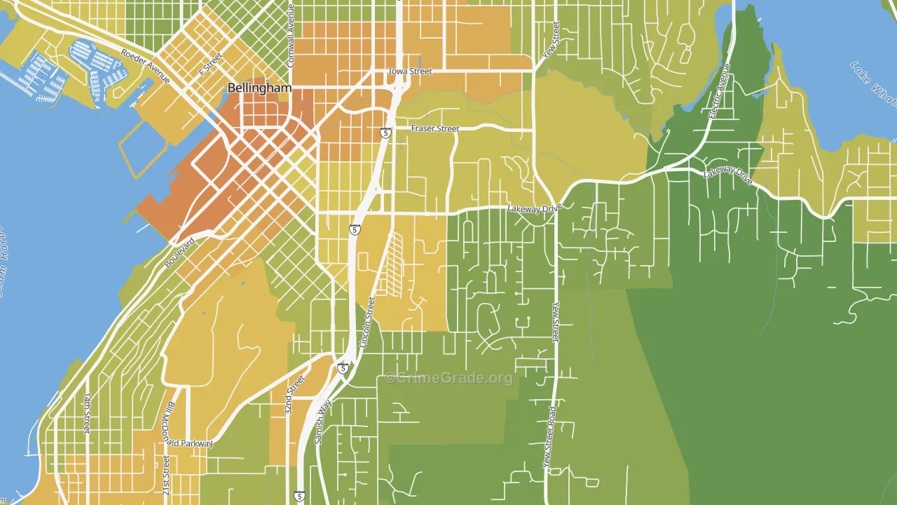 Puget, Bellingham, WA Map of Vehicle Theft Rates