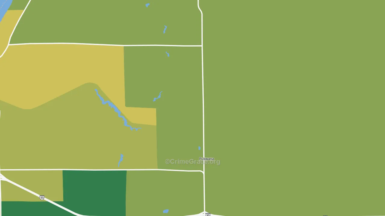 Pukwana, SD Map of Vehicle Theft Rates