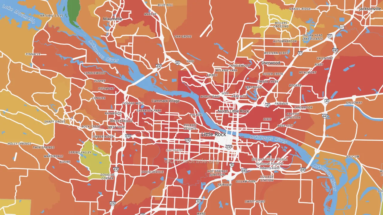 Pulaski County, AR Map of Vehicle Theft Rates