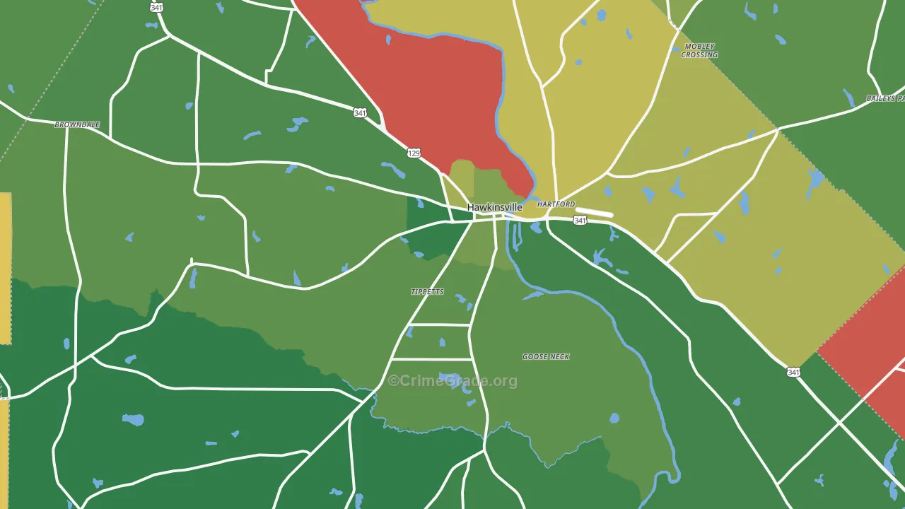 Pulaski County, GA Map of Vehicle Theft Rates