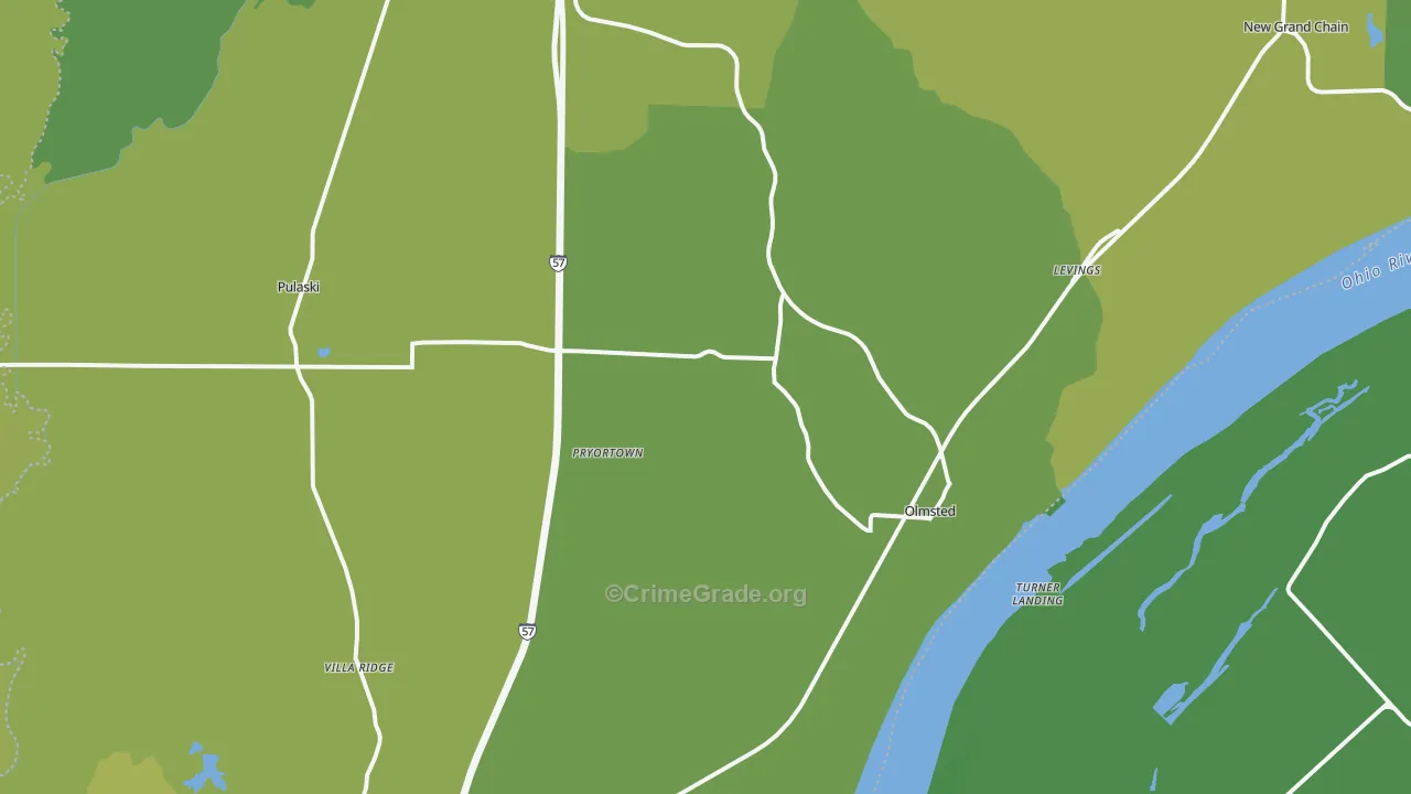 Pulaski County, IL Map of Vehicle Theft Rates