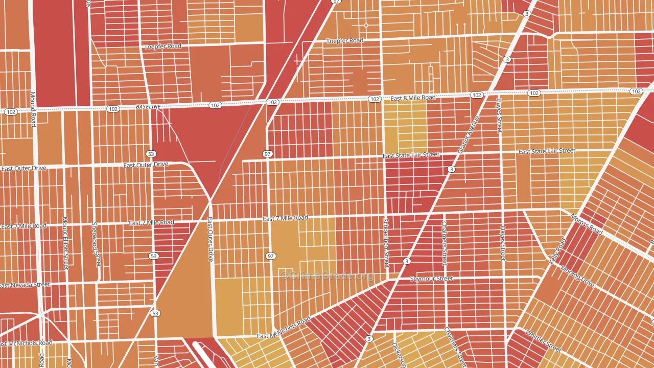Pulaski, Detroit, MI Map of Vehicle Theft Rates