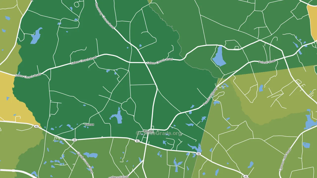 Pulaski, GA Map of Vehicle Theft Rates