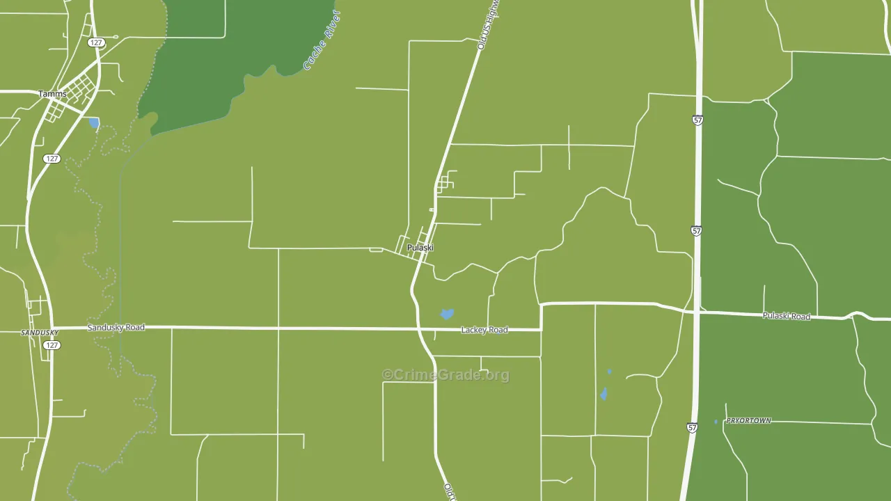 Pulaski, IL Map of Vehicle Theft Rates