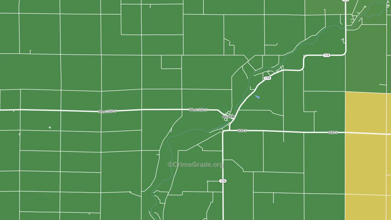 Pulaski, IN Map of Vehicle Theft Rates