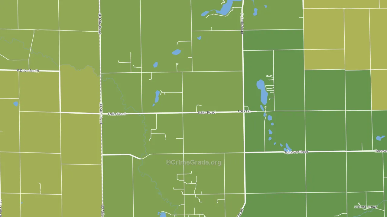 Pulaski, MI Map of Vehicle Theft Rates