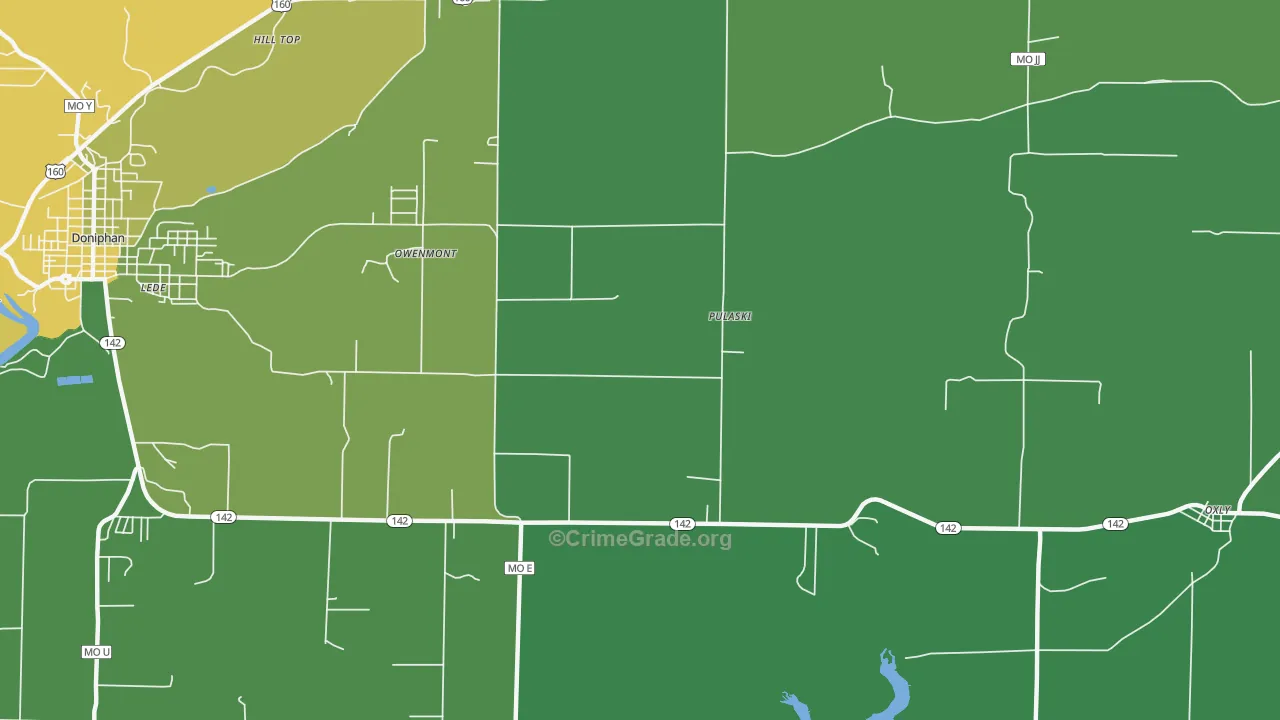 Pulaski, MO Map of Vehicle Theft Rates