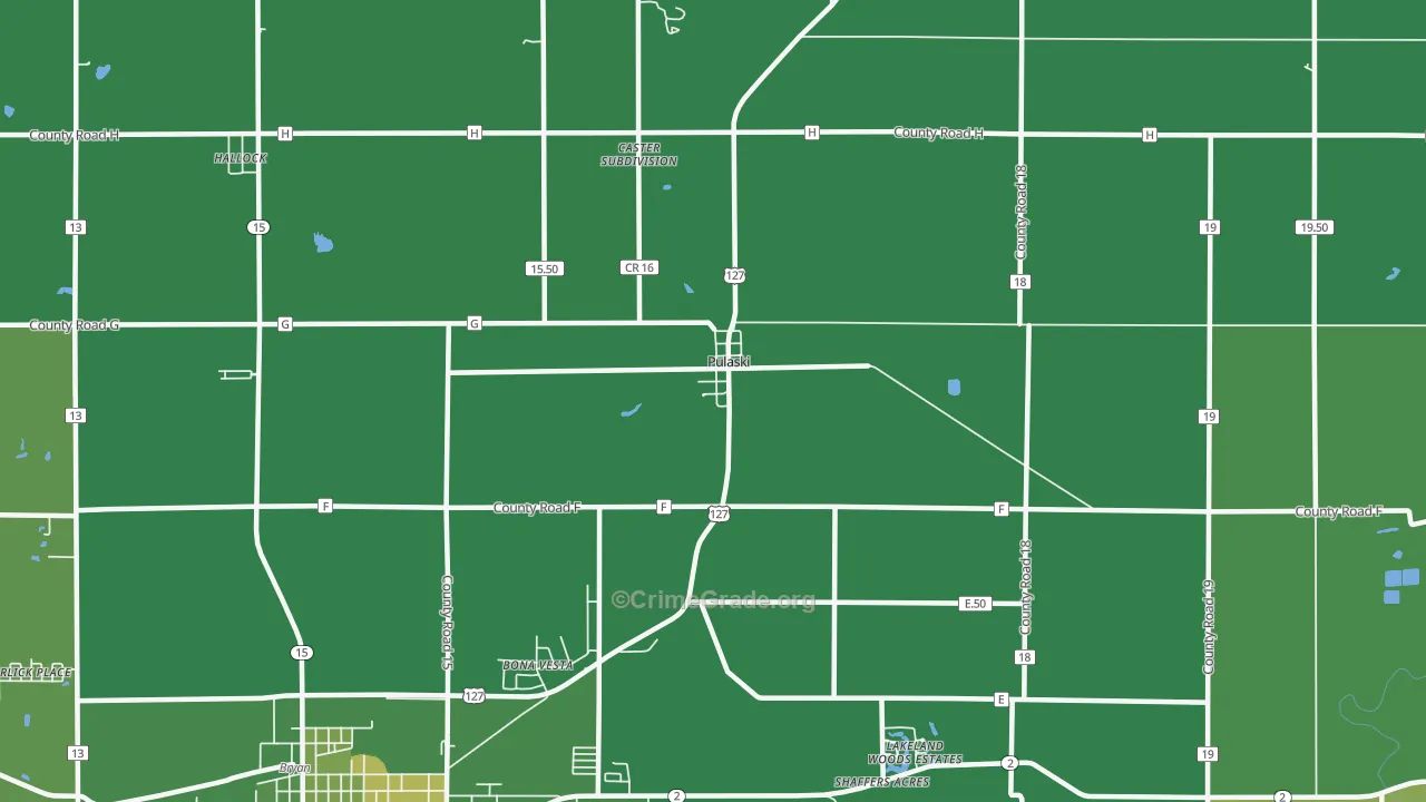 Pulaski, OH Map of Vehicle Theft Rates
