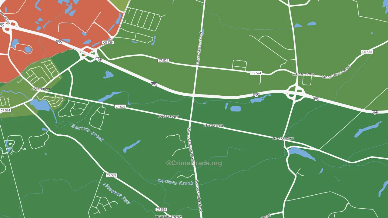 Pullentown, NJ Map of Vehicle Theft Rates