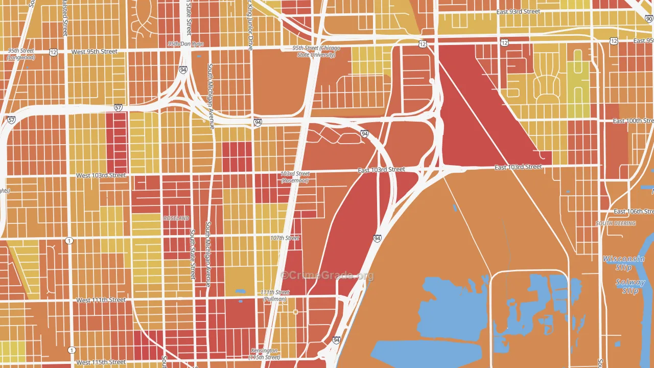 Pullman, Chicago, IL Map of Vehicle Theft Rates