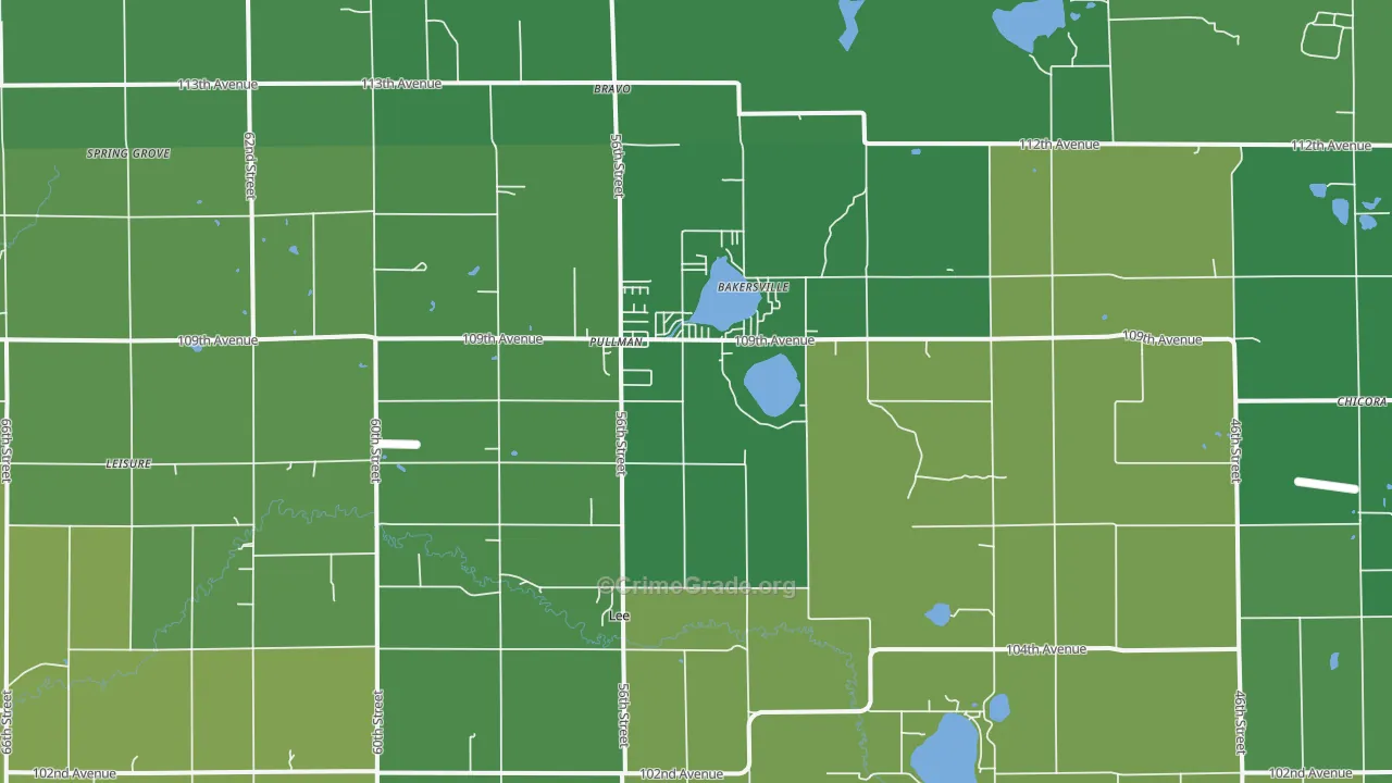 Pullman, MI Map of Vehicle Theft Rates