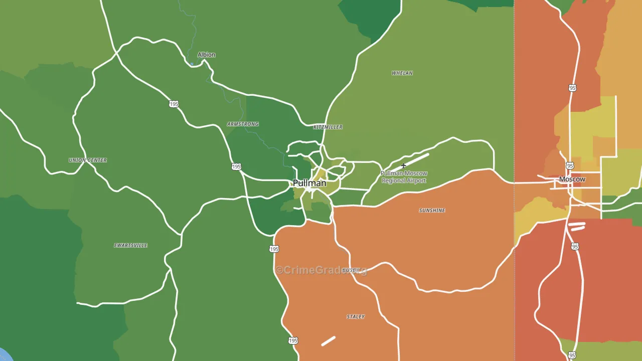 Pullman, WA Map of Vehicle Theft Rates