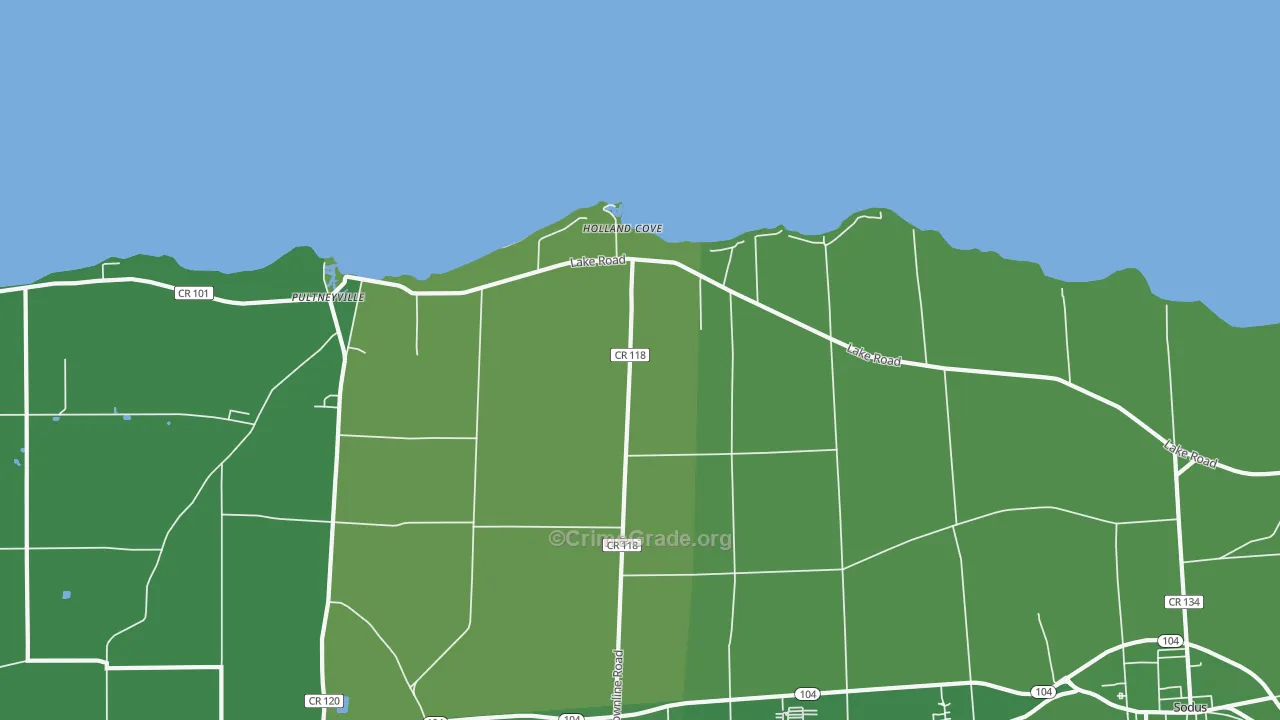 Pultneyville, NY Map of Vehicle Theft Rates