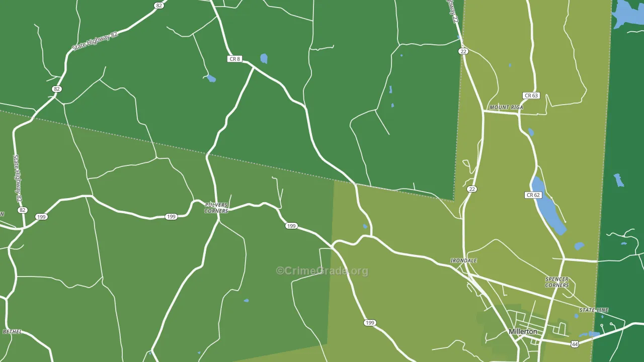 Pulvers Corners, NY Map of Vehicle Theft Rates