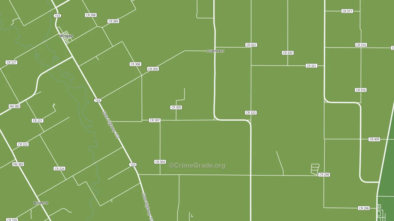 Pumphrey, TX Map of Vehicle Theft Rates