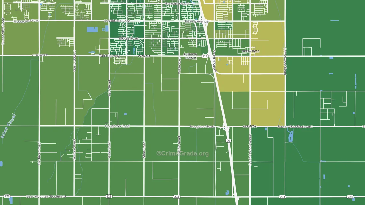 Pumpkin Center, CA Map of Vehicle Theft Rates