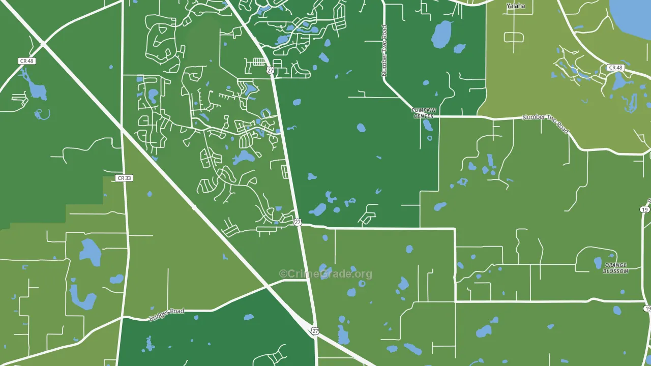 Pumpkin Center, FL Map of Vehicle Theft Rates