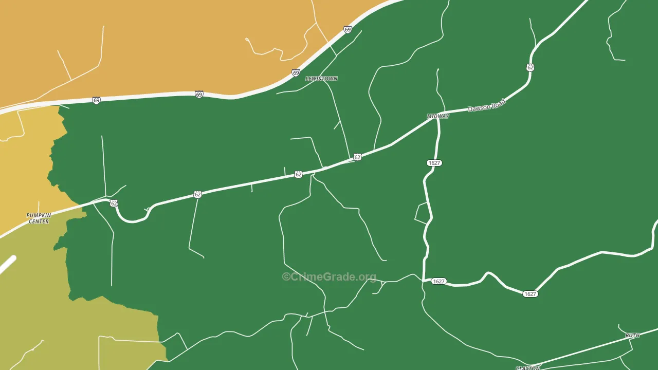 Pumpkin Center, KY Map of Vehicle Theft Rates