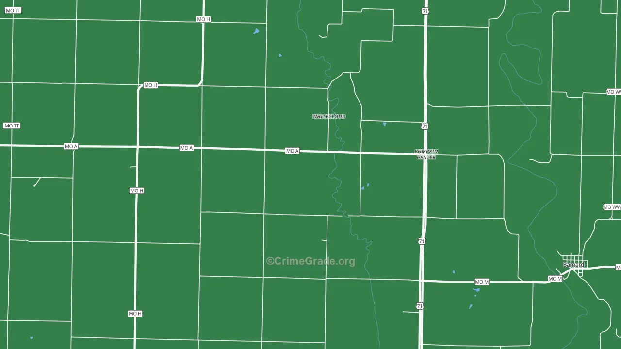 Pumpkin Center, MO Map of Vehicle Theft Rates