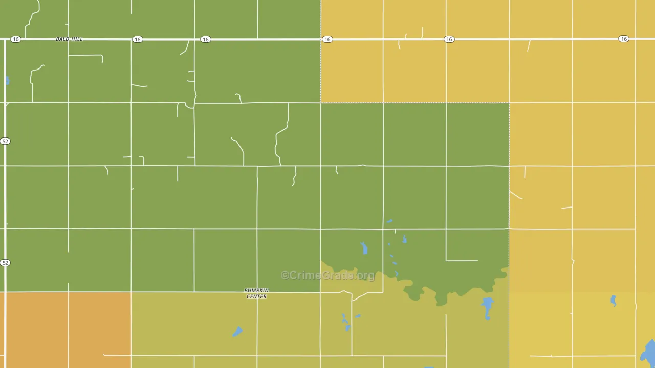 Pumpkin Center, OK Map of Vehicle Theft Rates