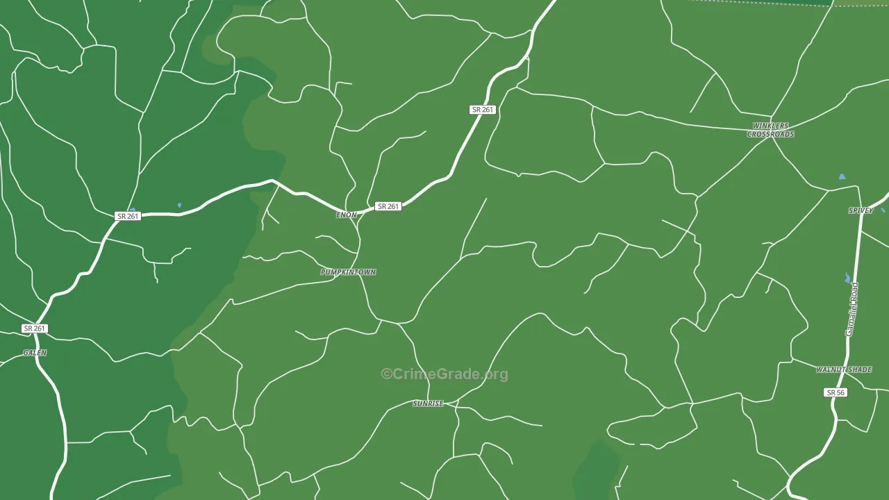 Pumpkintown, TN Map of Vehicle Theft Rates