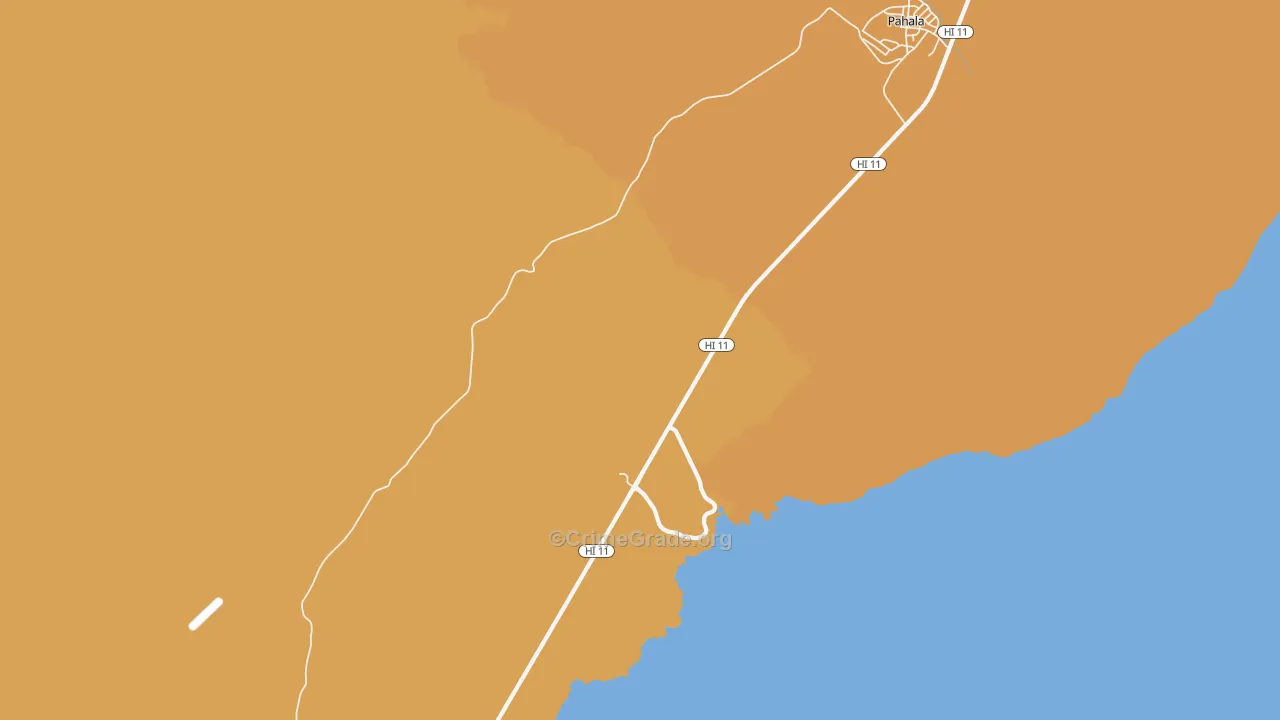 Punaluu, HI Map of Vehicle Theft Rates