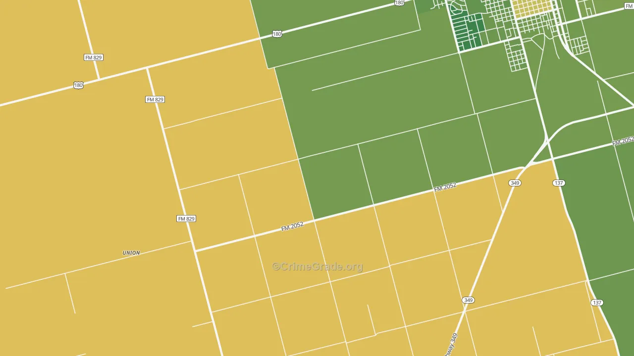 Punkin Center, TX Map of Vehicle Theft Rates