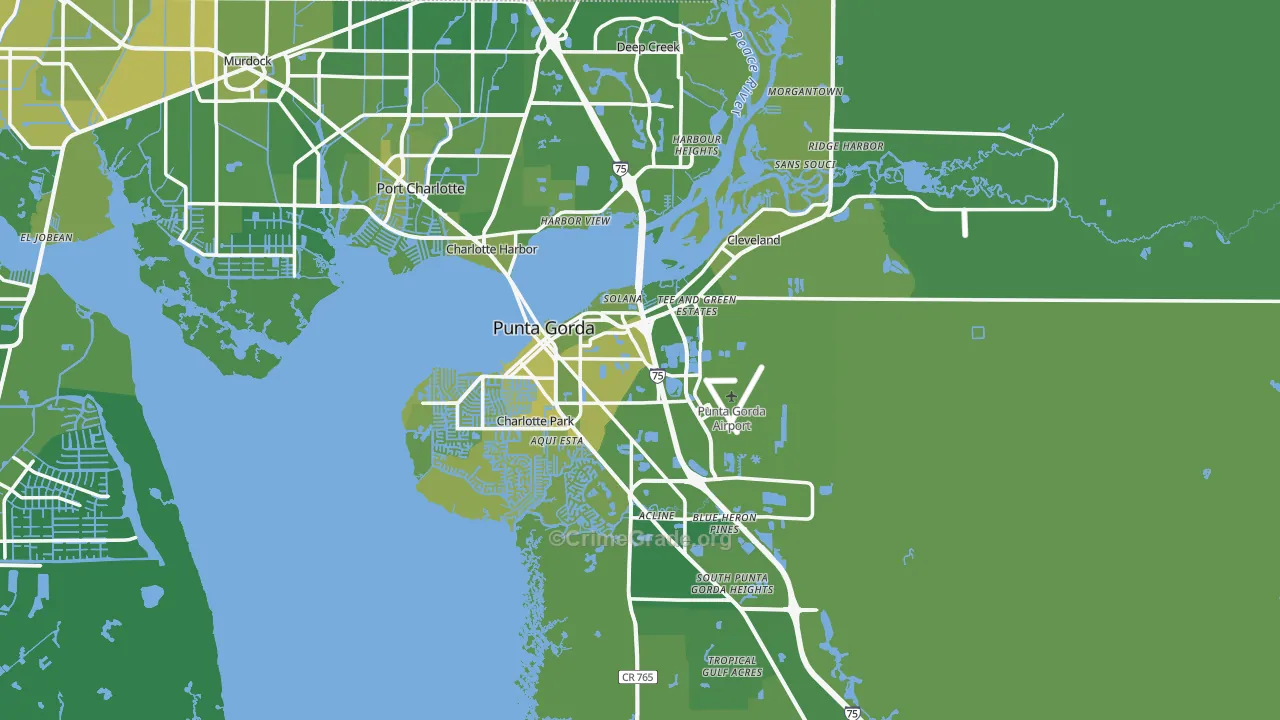 Punta Gorda, FL Map of Vehicle Theft Rates