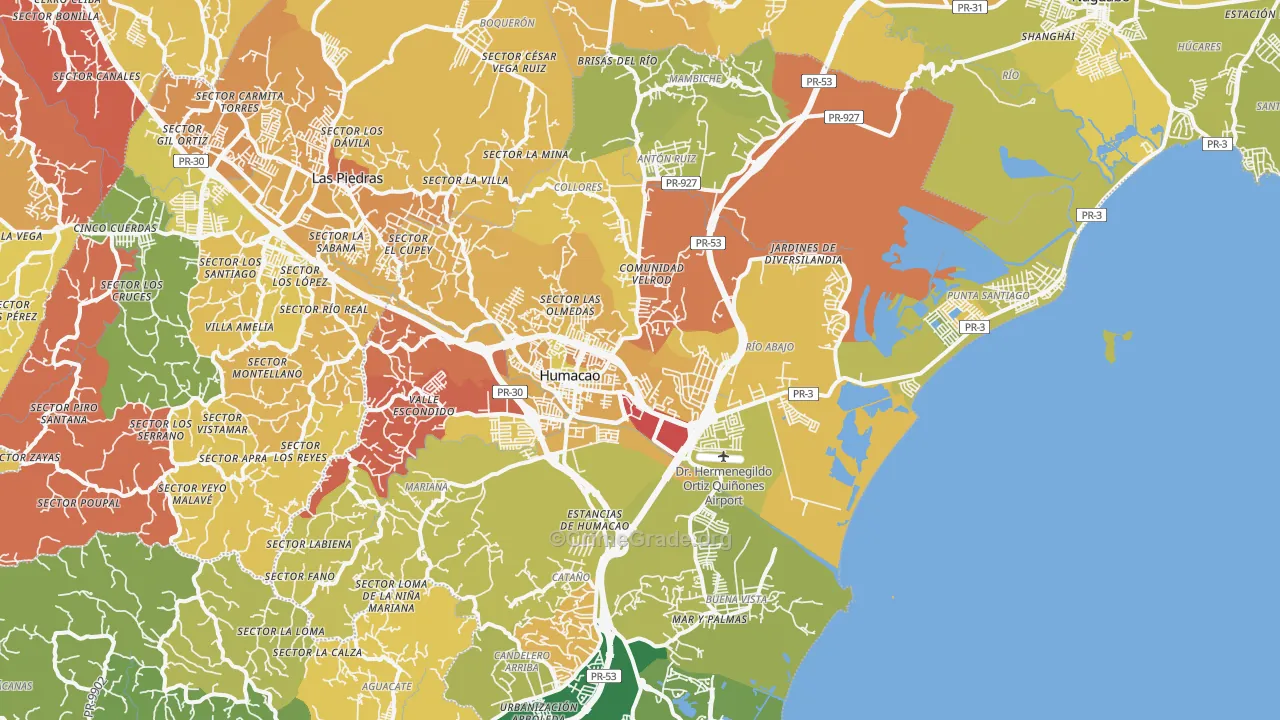 Punta Santiago, PR Map of Vehicle Theft Rates