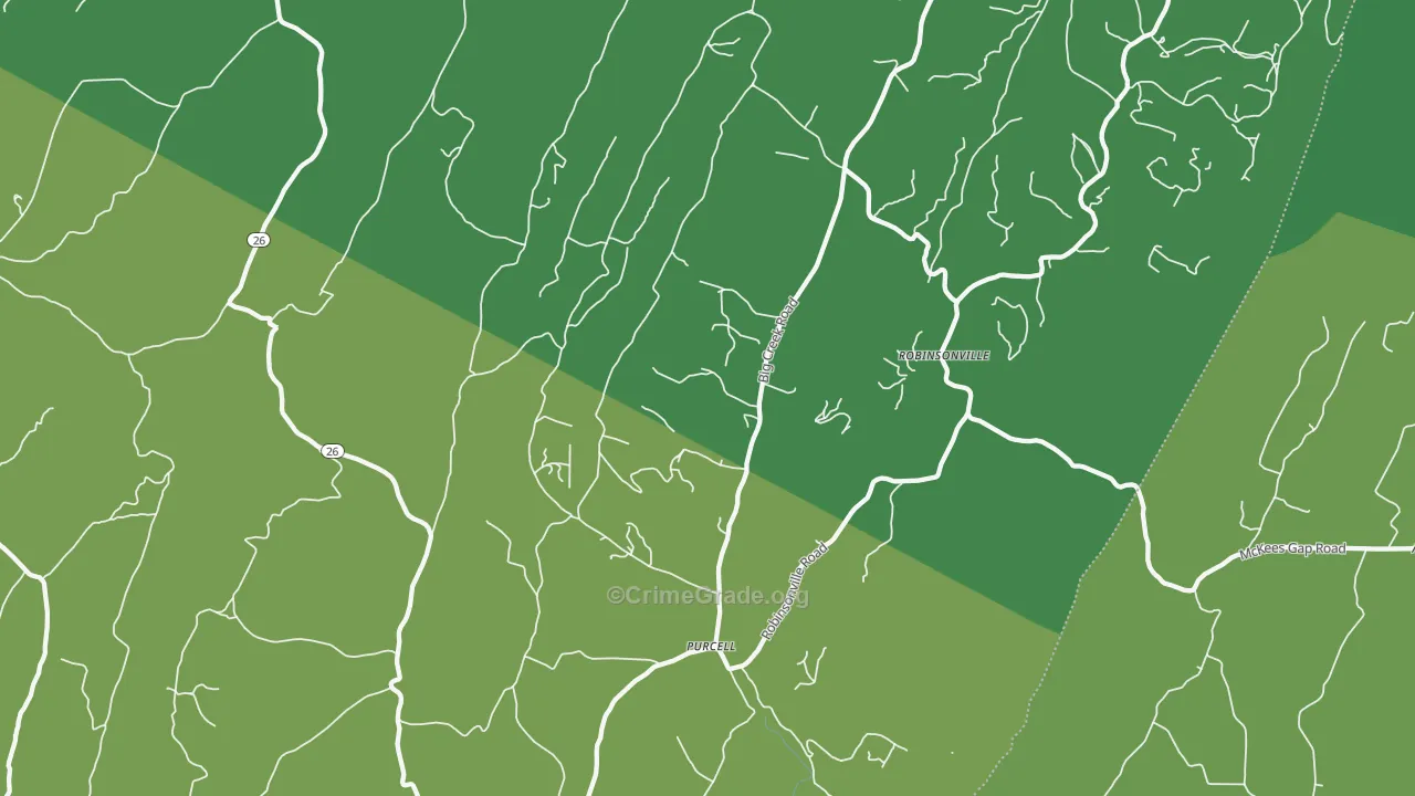 Purcell, PA Map of Vehicle Theft Rates