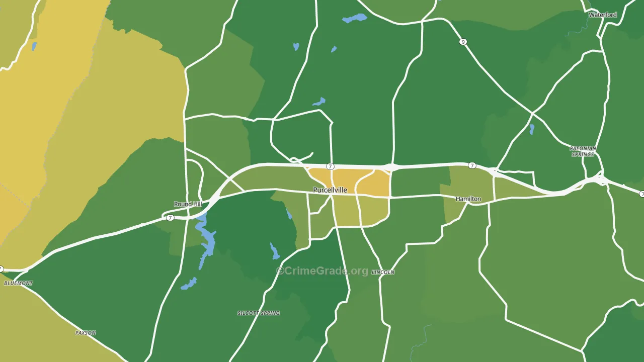 Purcellville, VA Map of Vehicle Theft Rates