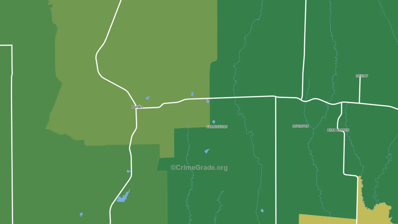Purdin, MO Map of Vehicle Theft Rates