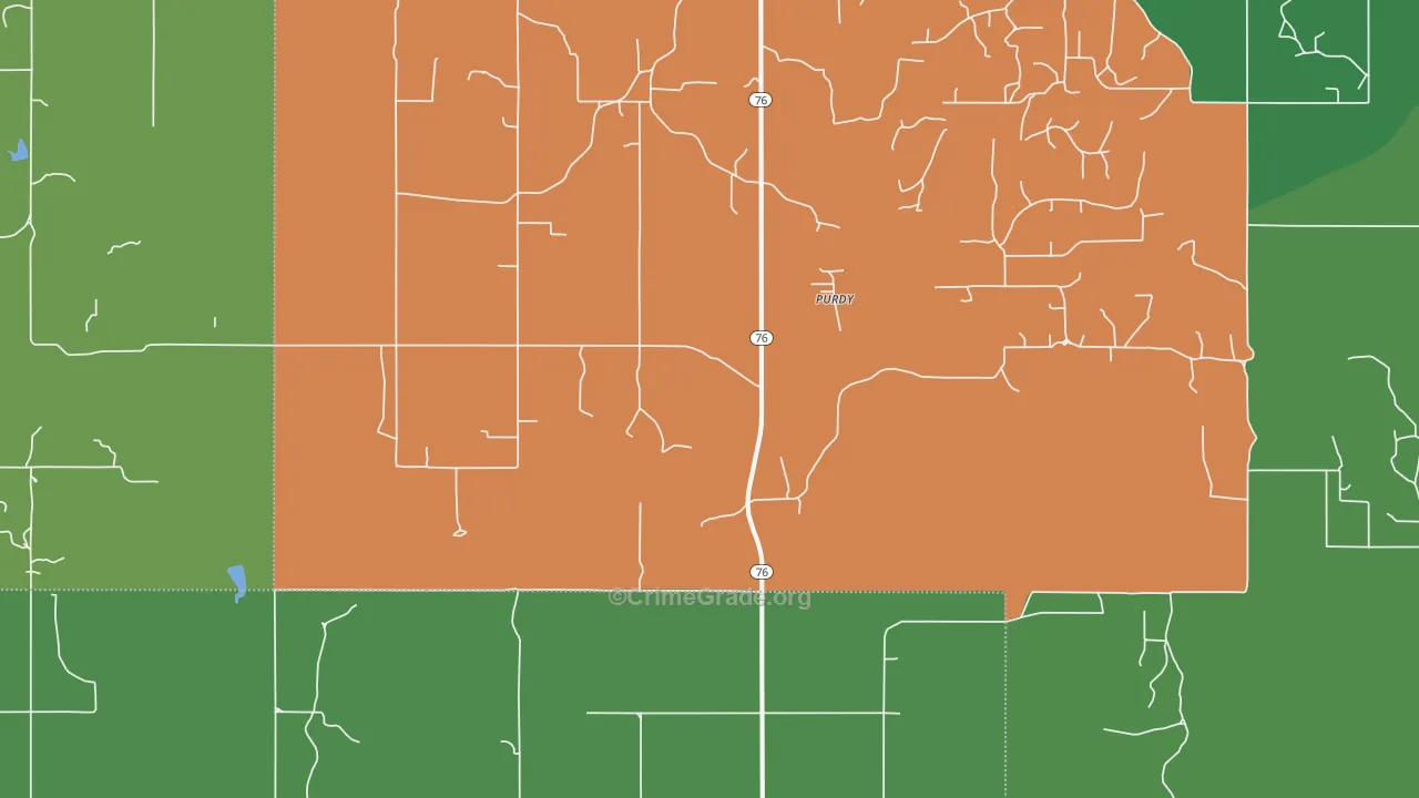 Purdy, OK Map of Vehicle Theft Rates
