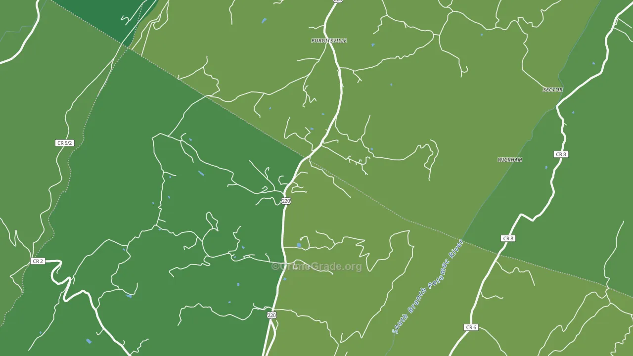 Purgitsville, WV Map of Vehicle Theft Rates