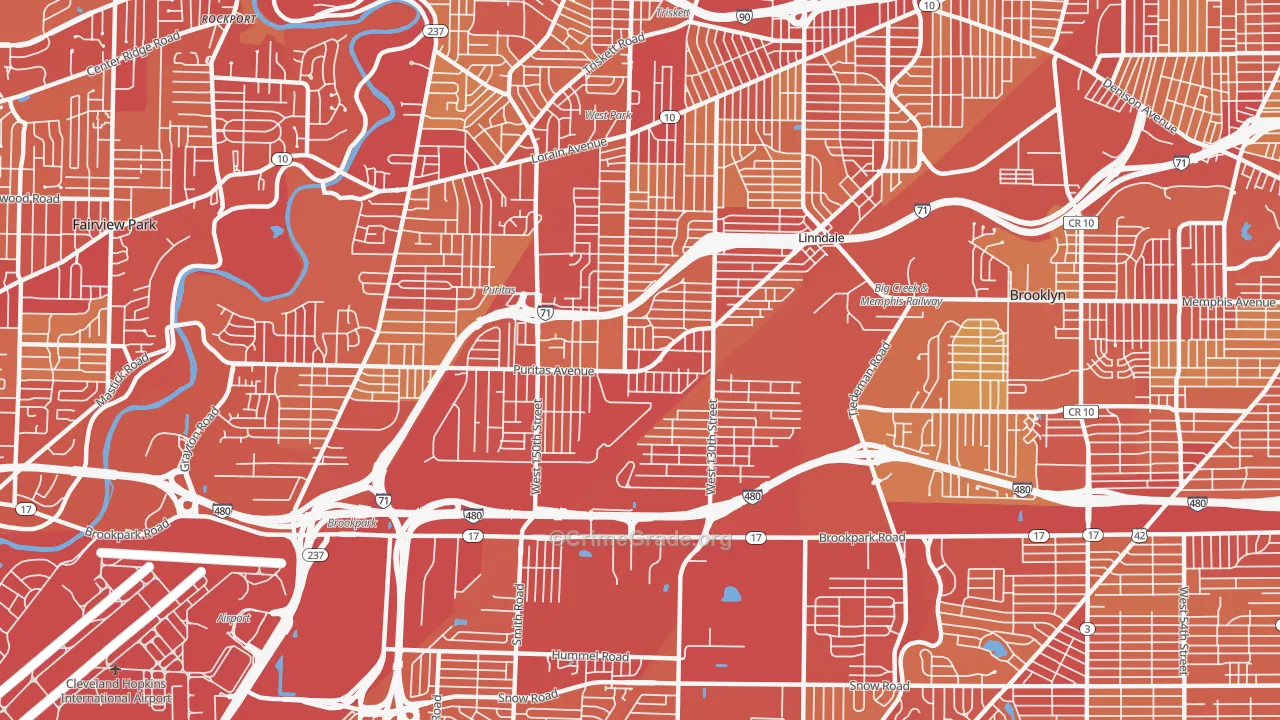 Puritas Longmead, Cleveland, OH Map of Vehicle Theft Rates